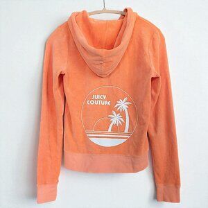 Vintage Juicy Couture Women’s Tracksuit Jacket Terry Cloth Orange Y2K Sz S